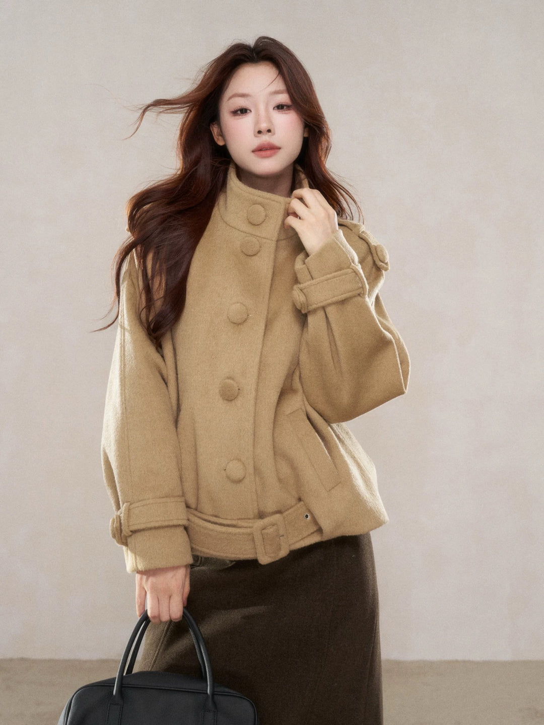 ハイネックベルトウールジャケット Mc 602