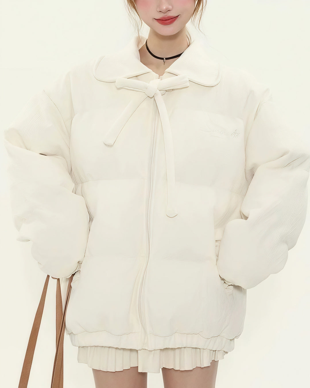 リボンカラーダウンジャケット Mc 604