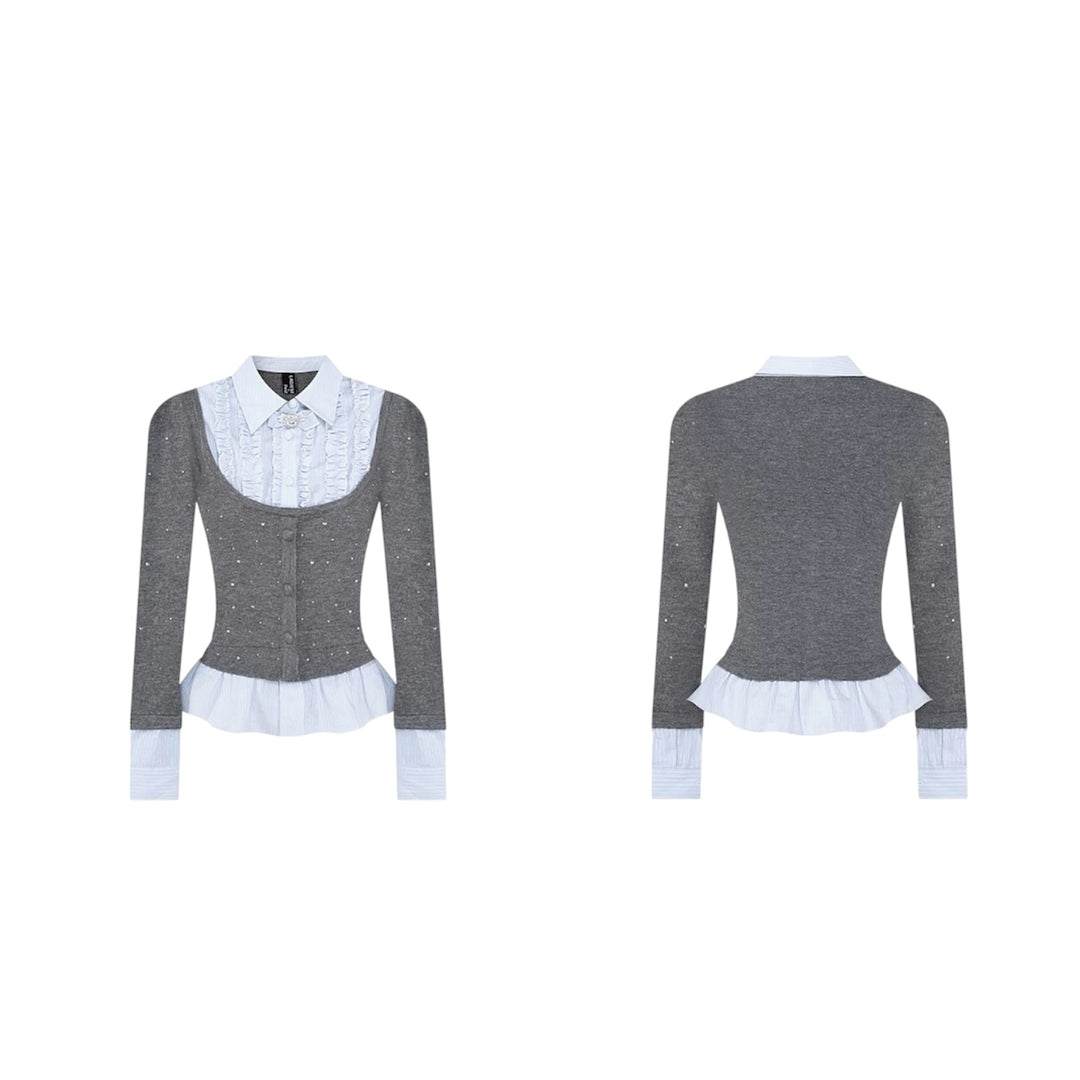 シャツドッキングビジューニットトップス Mc 603