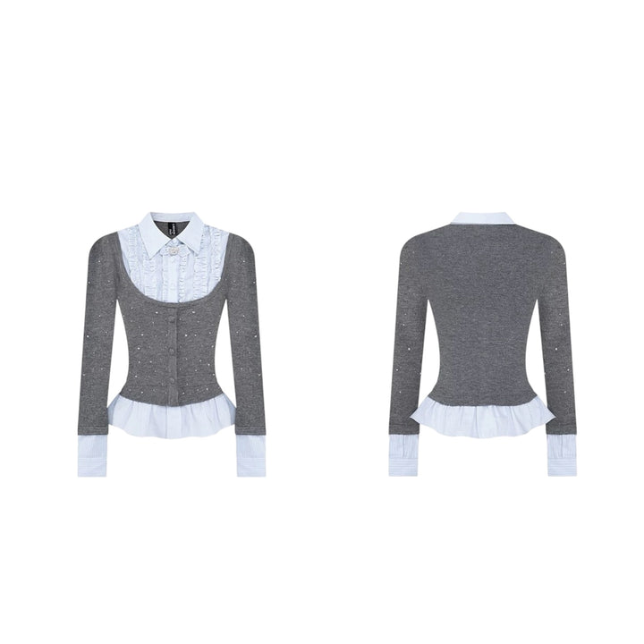 シャツドッキングビジューニットトップス Mc 603