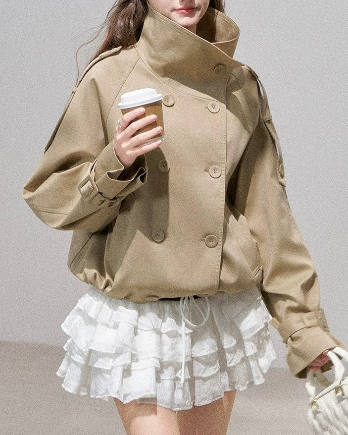 スタンドネックショートトレンチブルゾン Mc 764