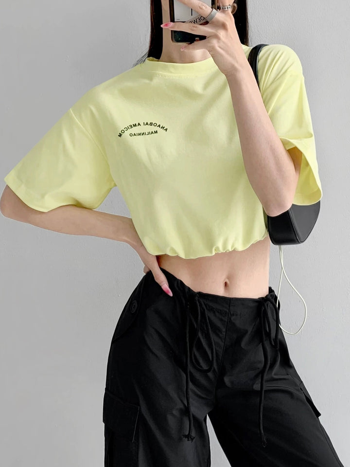 ロゴドロストショート丈Tシャツ　Mc 410