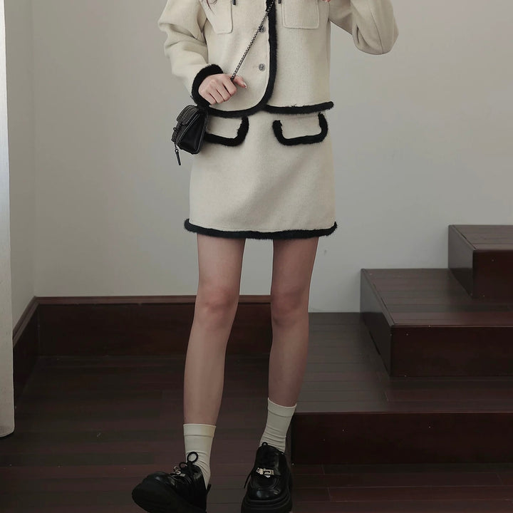 バイカラーファートリムミニスカート Mc 547