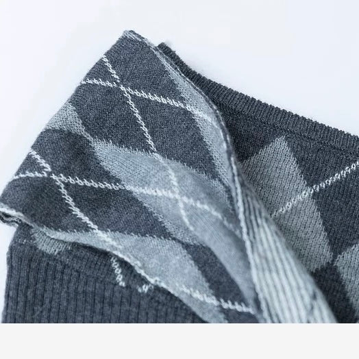 リボンアーガイルトップス×カーデニットセット Mc 613