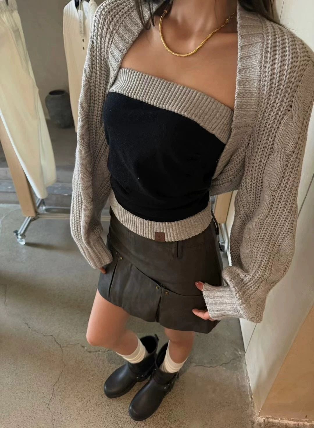 チューブトップ＆ニットカーディガンセット Mc 570