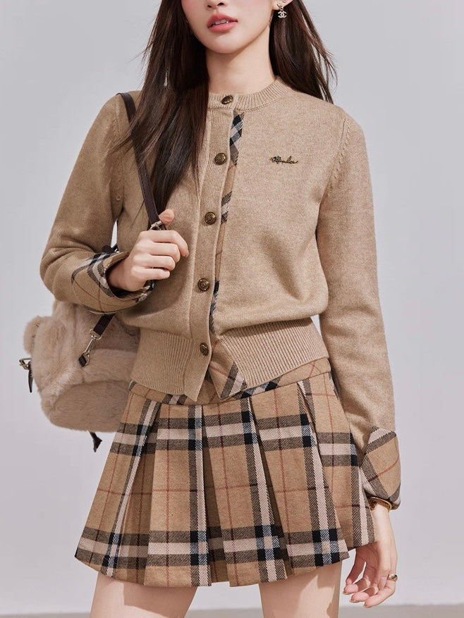 チェックラインニットカーディガン Mc 595