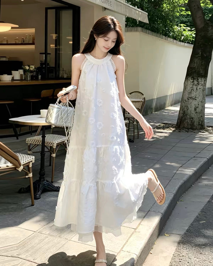 フラワーレースホルターリボンワンピース Mc 928