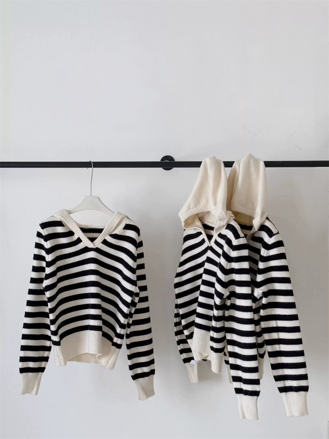 ボーダーカラーニットフーディ Mc 564