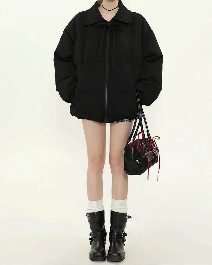 リボンカラーダウンジャケット Mc 604