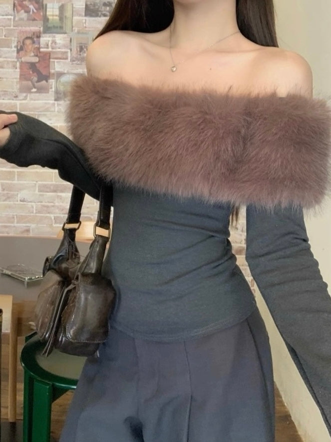 2wayフェイクファーオフショルトップス Mc 554