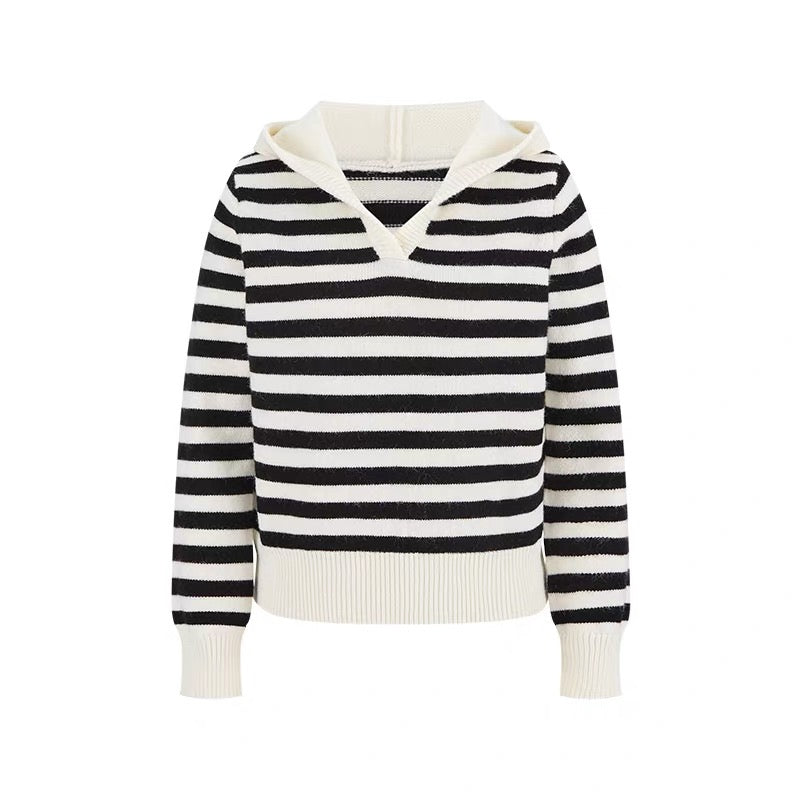 ボーダーカラーニットフーディ Mc 564