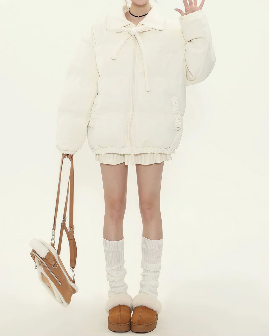 リボンカラーダウンジャケット Mc 604