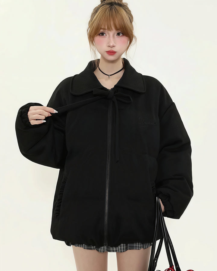 リボンカラーダウンジャケット Mc 604