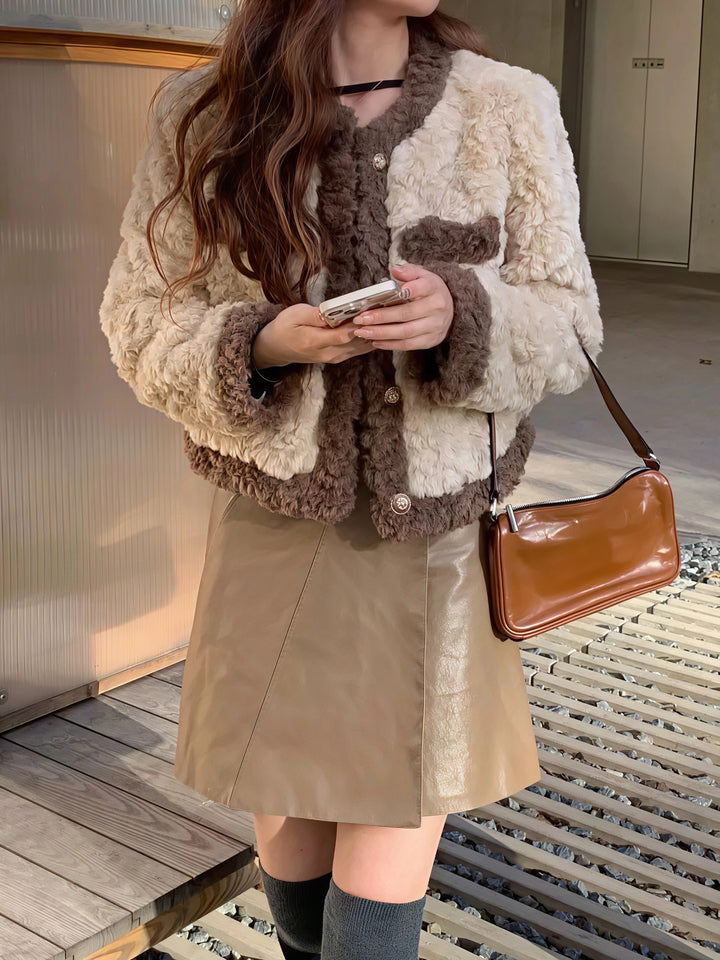 バイカラーフェイクファージャケット Mc 557