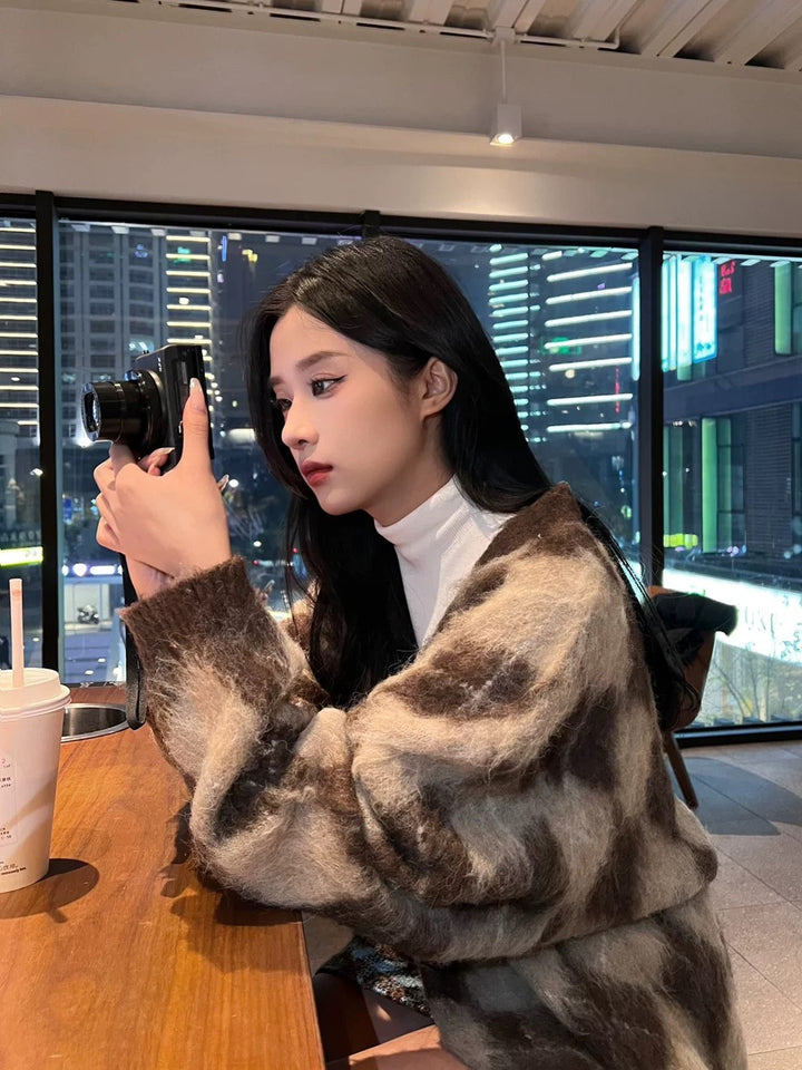 アーガイルモヘアニットカーディガン Mc 581