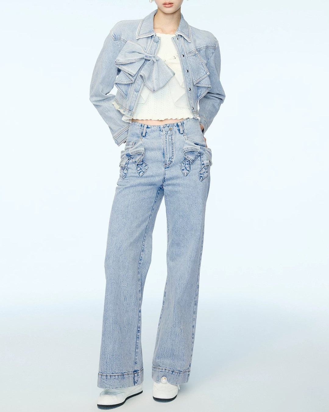 ダブルリボンデニムワイドパンツ　Mc 680