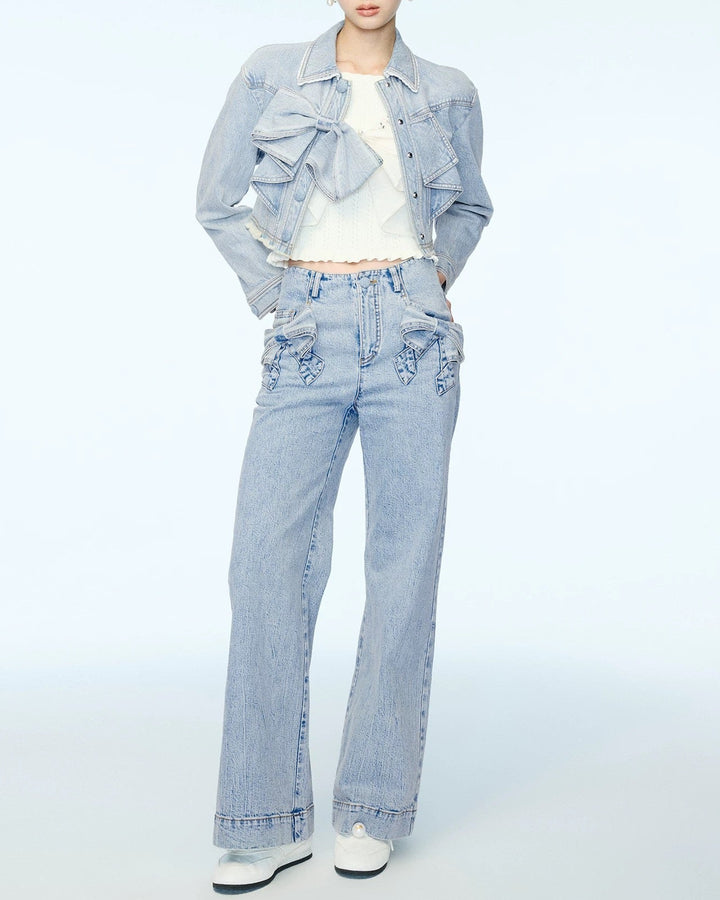 ダブルリボンデニムワイドパンツ　Mc 680