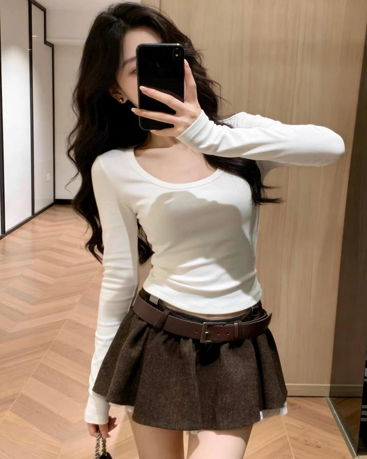 ベルト付きチュールレイヤードミニスカート Mc 768