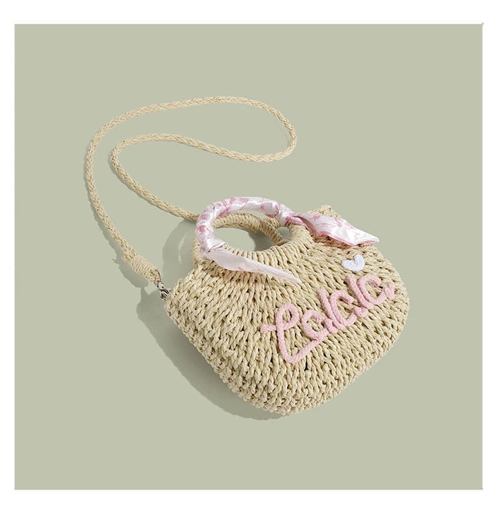 スカーフ付き2Wayサークル刺繍かごバッグ Mc 477