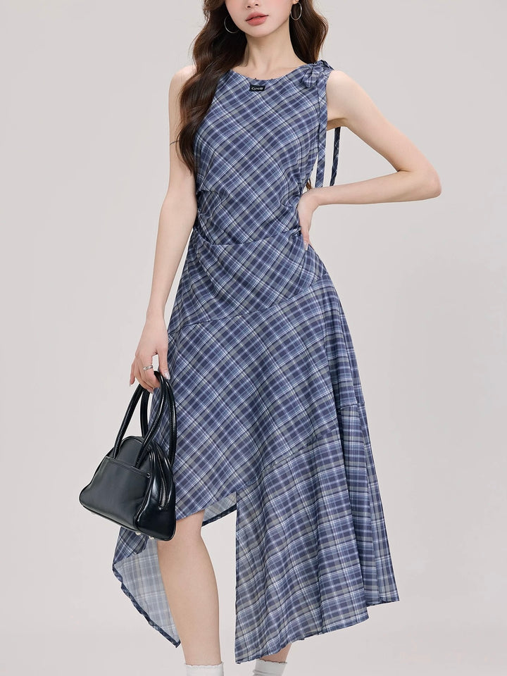 アシメカットチェックワンピース Mc 465