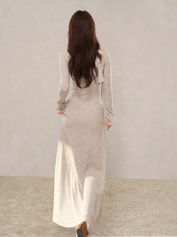 ラッフルスカーフデザインロングワンピース　Mc 580