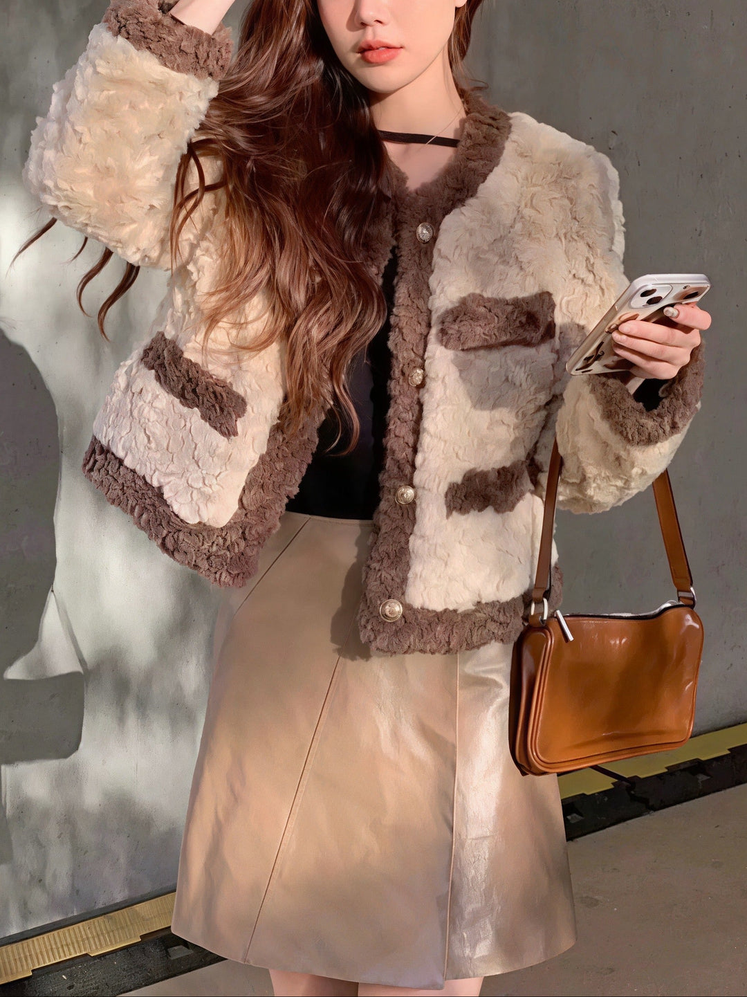 バイカラーフェイクファージャケット Mc 557