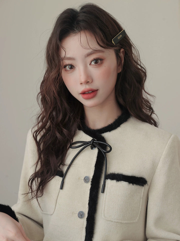 バイカラーリボンファートリムジャケット Mc 546