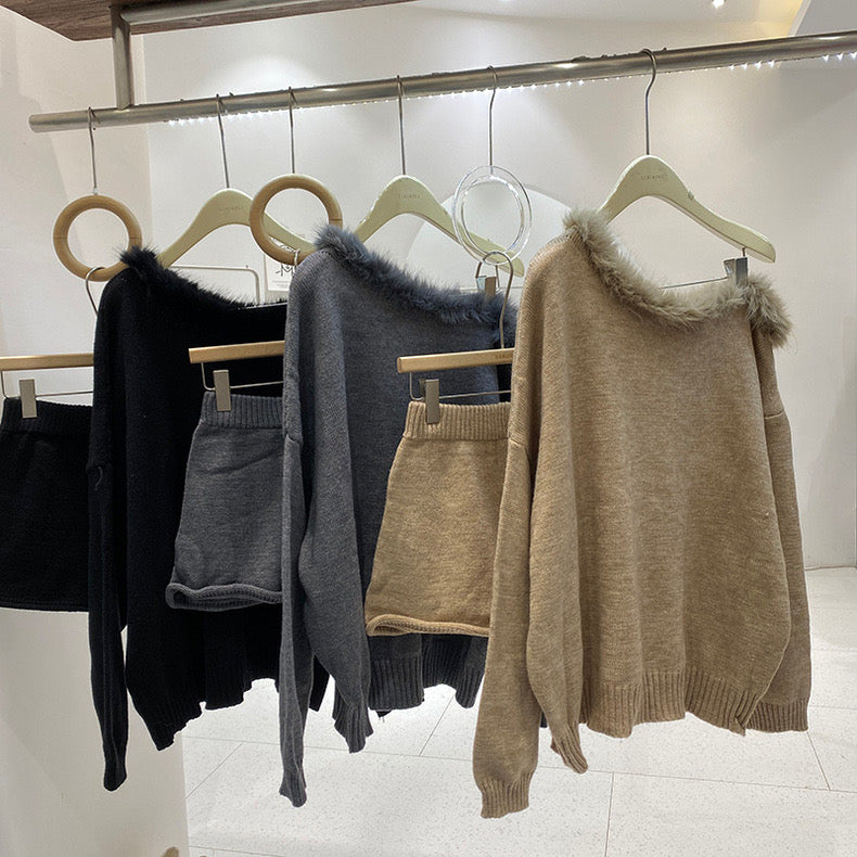  PARTY -  PARTY♡袖ファー付スクエアニットセットアップ セール】【UNISEX】フードニットセットアップ（セットアップ