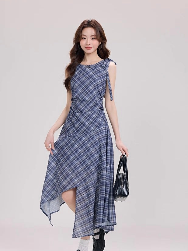 アシメカットチェックワンピース Mc 465
