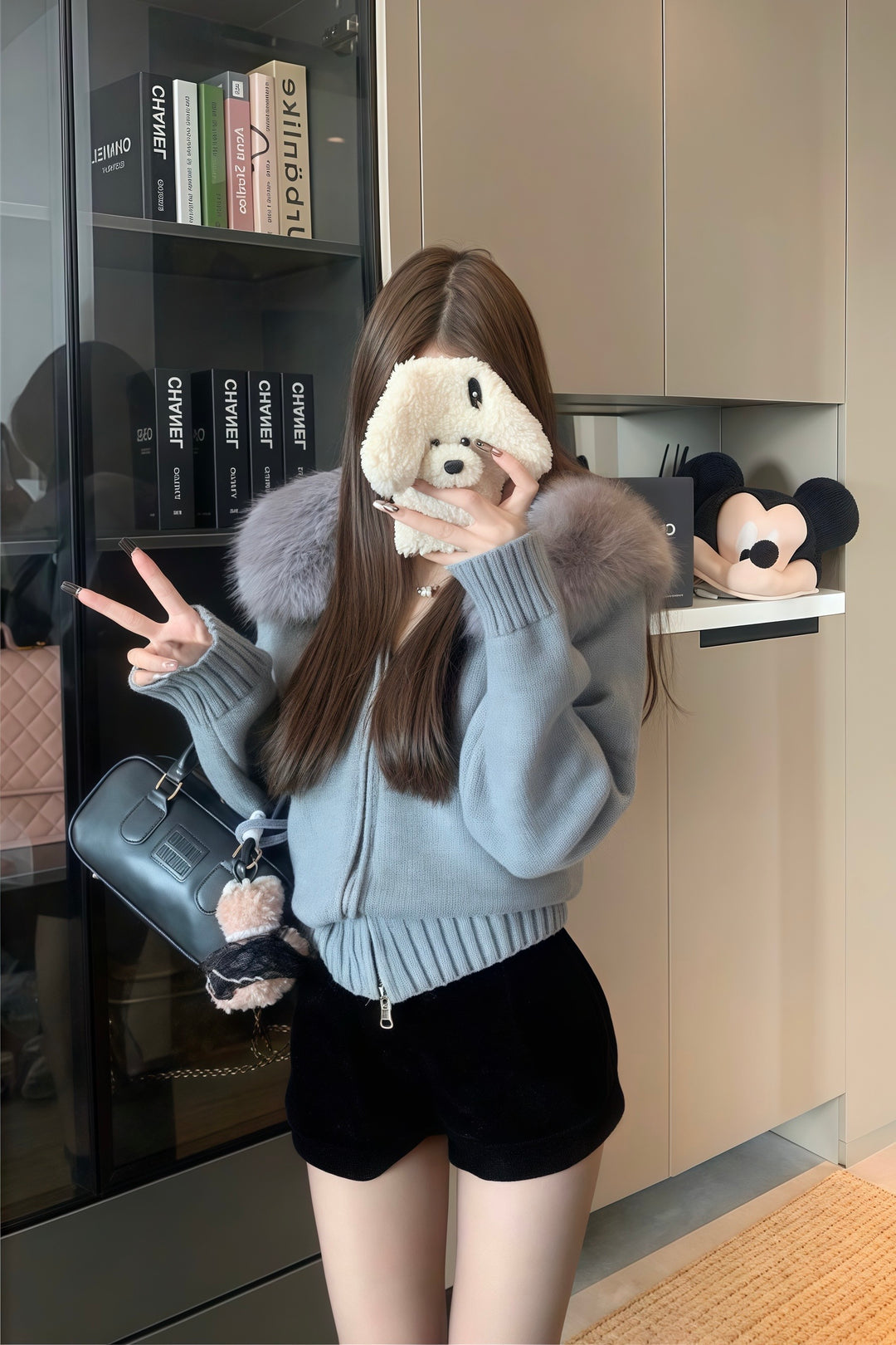 ファーフーディーニットパーカー Mc 278