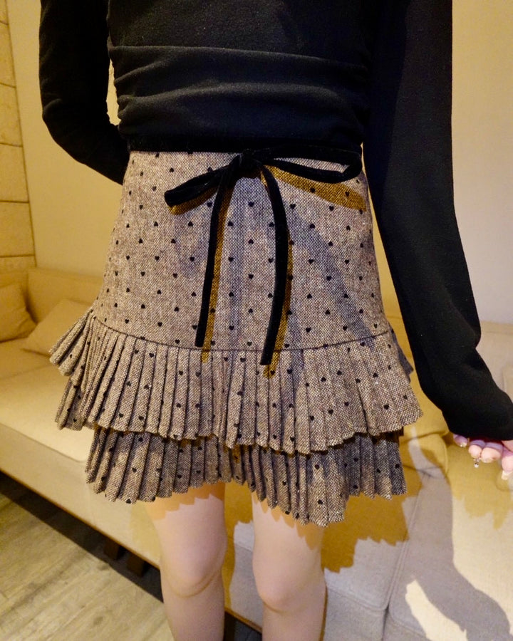 ガーリードットリボンプリーツスカート　Mc 688