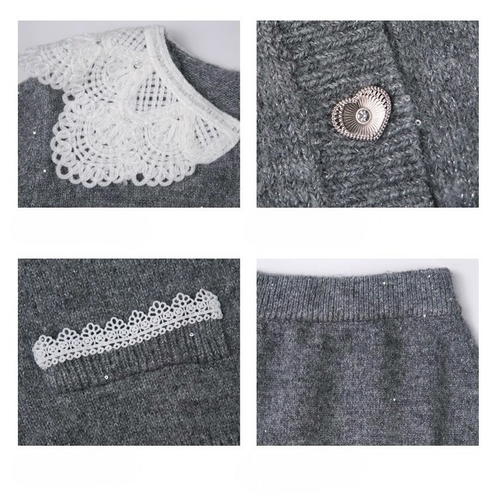 レースカラーニットセットアップ　Mc 562