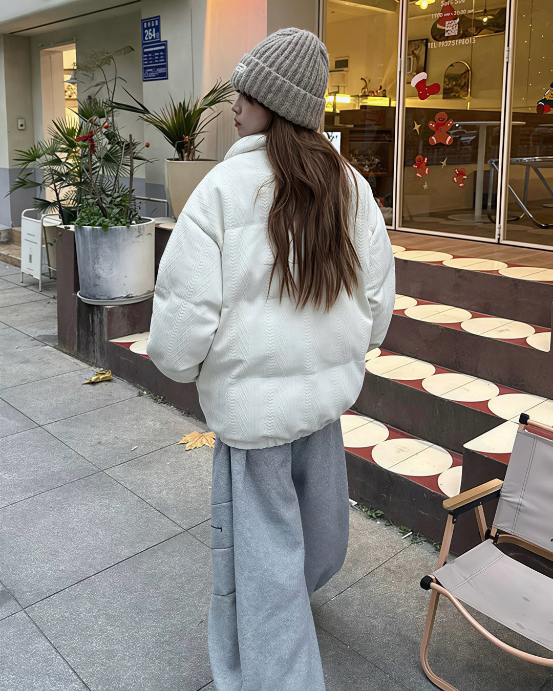 リボンカラーダウンジャケット Mc 604