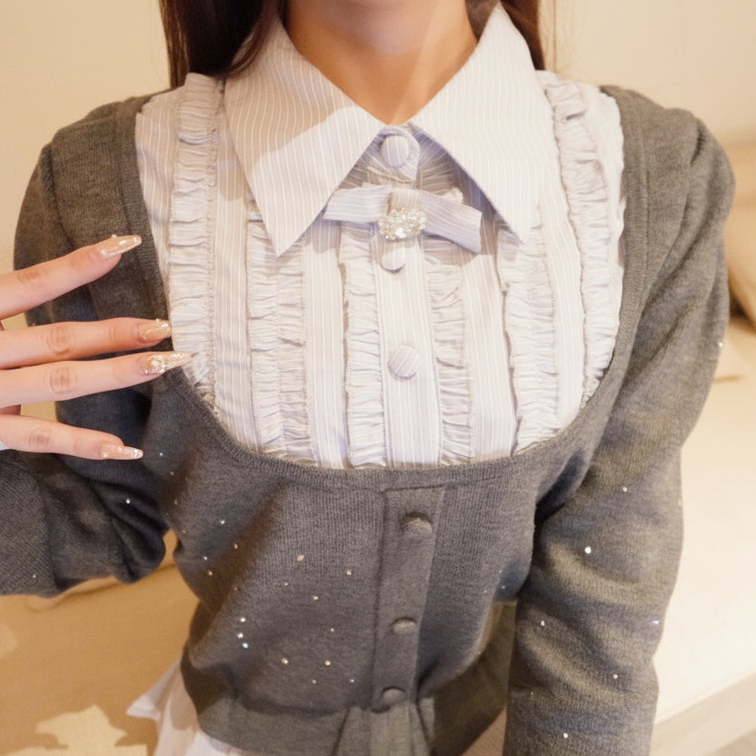 シャツドッキングビジューニットトップス Mc 603