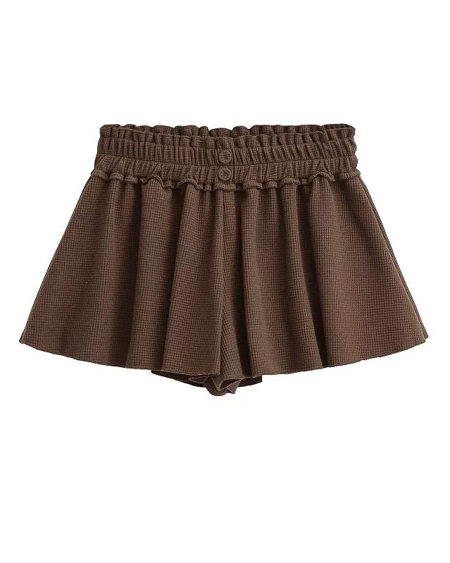 フリルハイウエストワッフルショートパンツ Mc 421