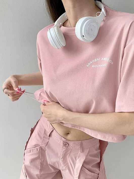 ロゴドロストショート丈Tシャツ　Mc 410