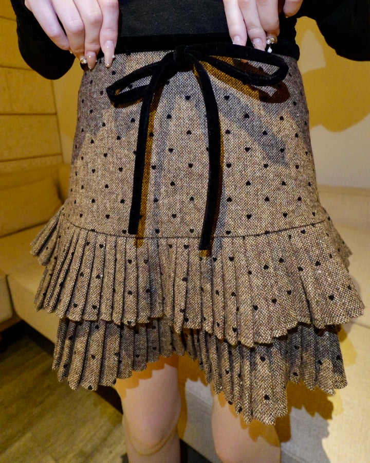 ガーリードットリボンプリーツスカート　Mc 688