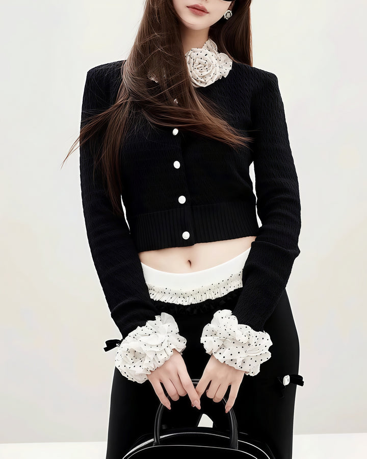 ドットフリルカラークロップドトップス Mc 727