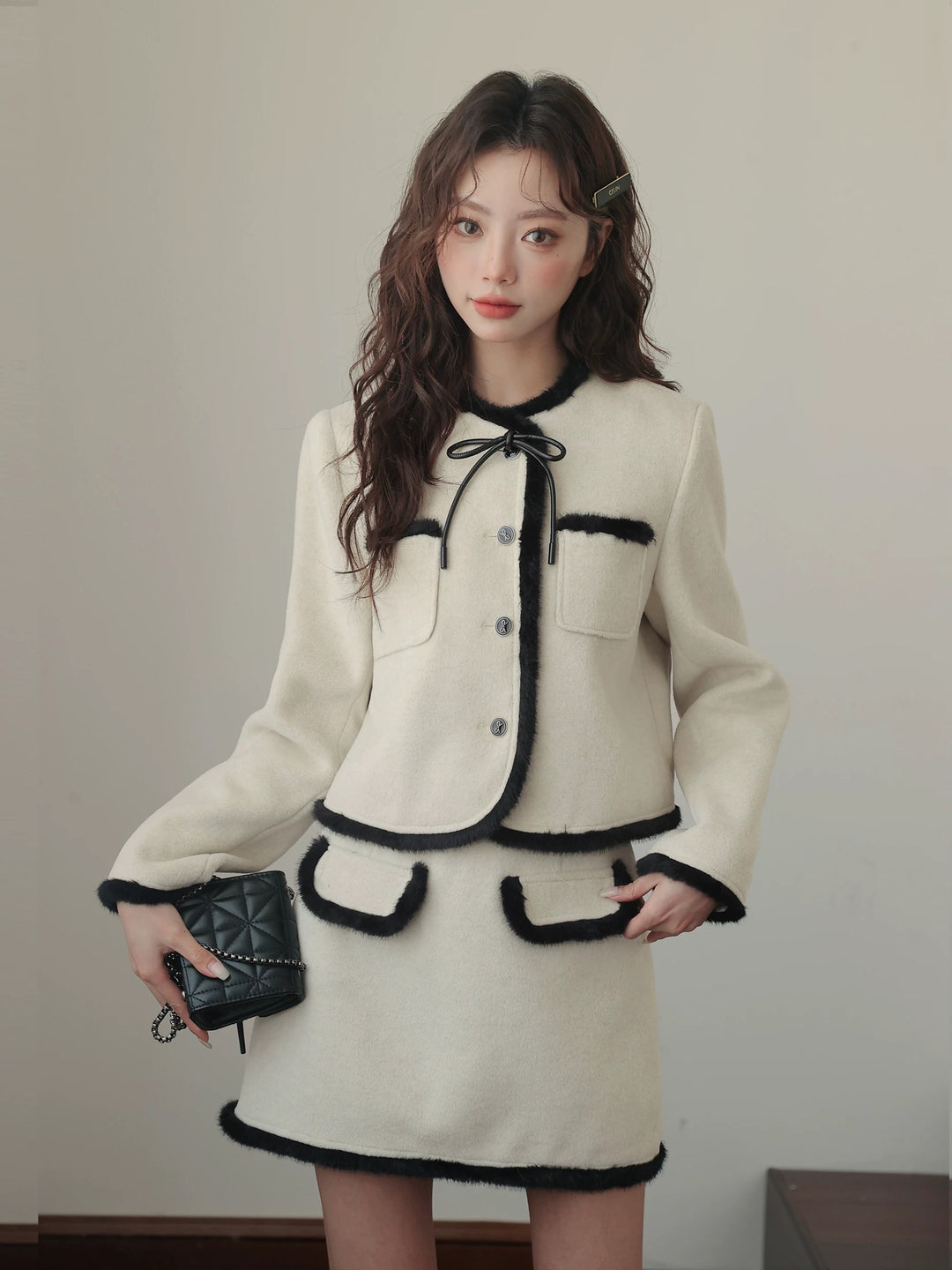 バイカラーリボンファートリムジャケット Mc 546