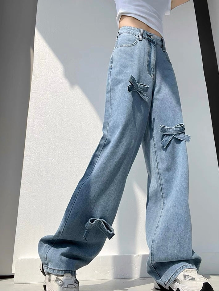 ランダムリボンデザインデニムパンツ Mc 455