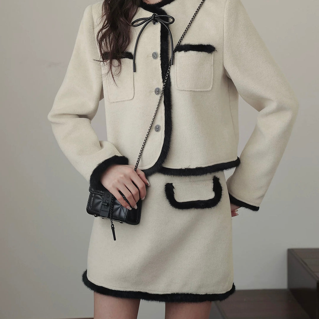 バイカラーファートリムミニスカート Mc 547