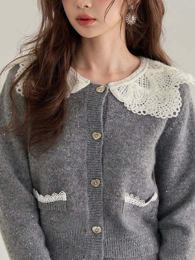 レースカラーニットセットアップ　Mc 562