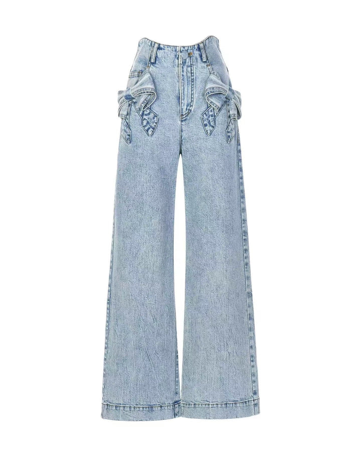 ダブルリボンデニムワイドパンツ　Mc 680