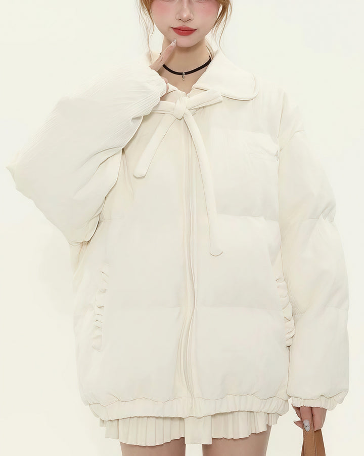 リボンカラーダウンジャケット Mc 604