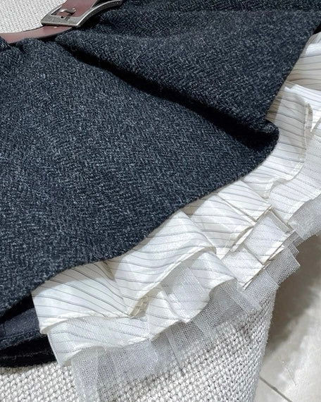 ベルト付きチュールレイヤードミニスカート Mc 768