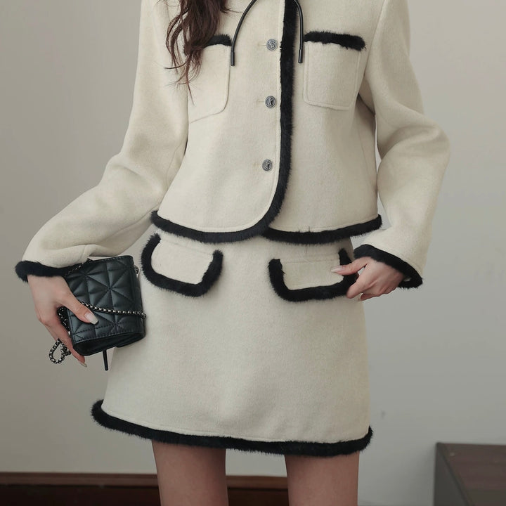 バイカラーファートリムミニスカート Mc 547