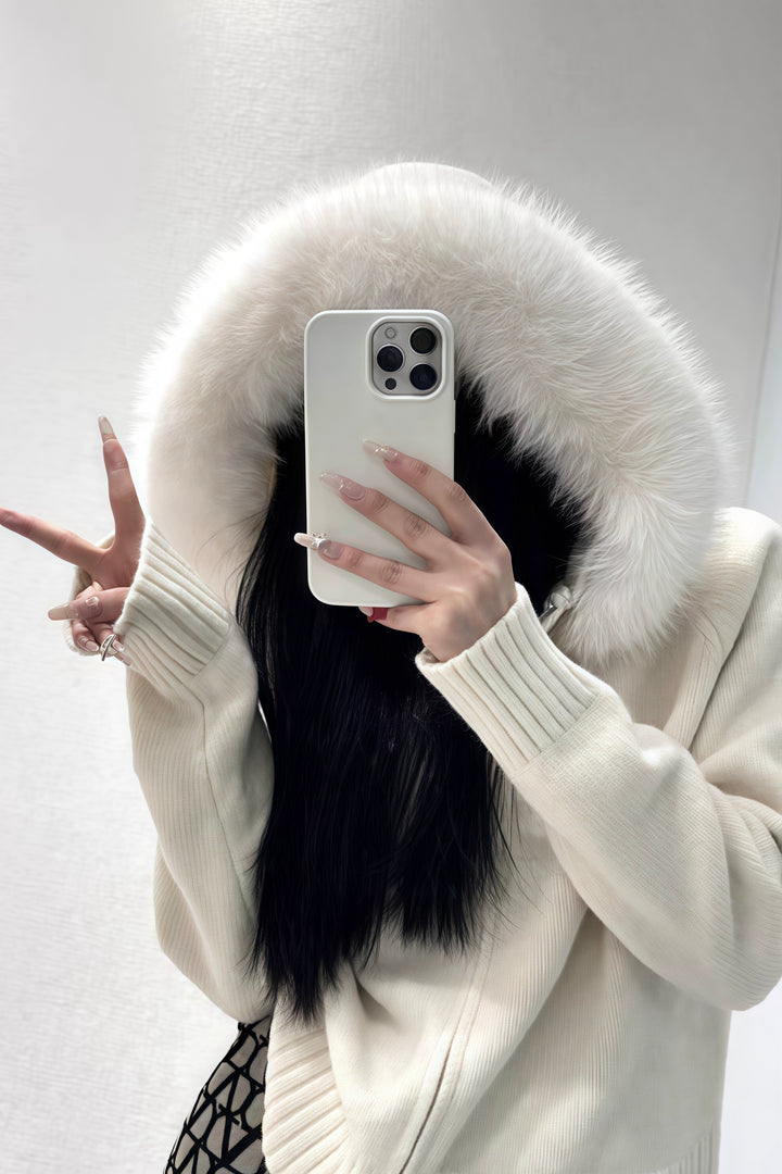 ファーフーディーニットパーカー Mc 278