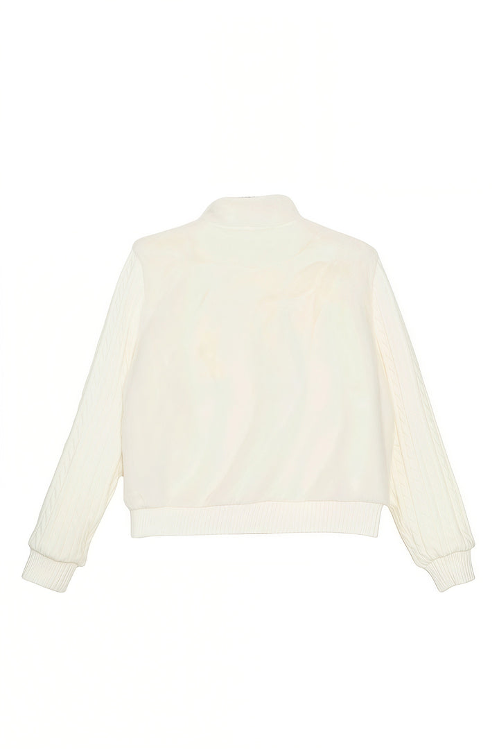 刺繍ハイネックケーブルニットカーディガン　Mc 543