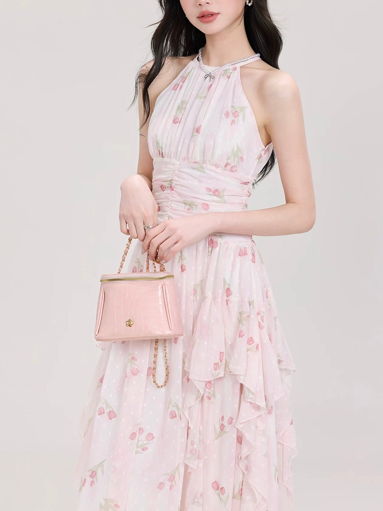 花柄ホルターネックロングワンピース Mc 483 – micury