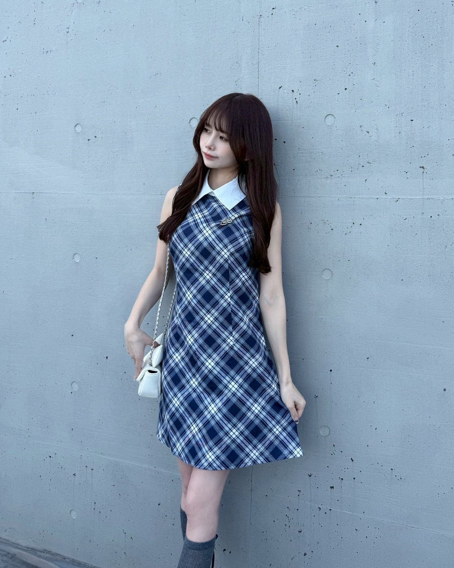 Randy チェック柄ミニワンピース 長袖 新品 randy カービーニットチェックドッキングワンピース ミニ